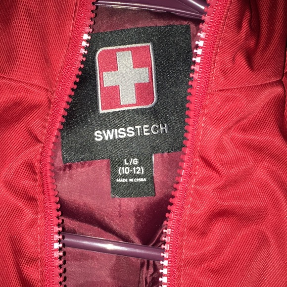 Swiss tech red coat , kids size L - Picture 2 of 7